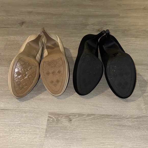 City Classified Comfort Platform Heels Patent Nude Black Cushioned Simple Pump 9 - Picture 6 of 6